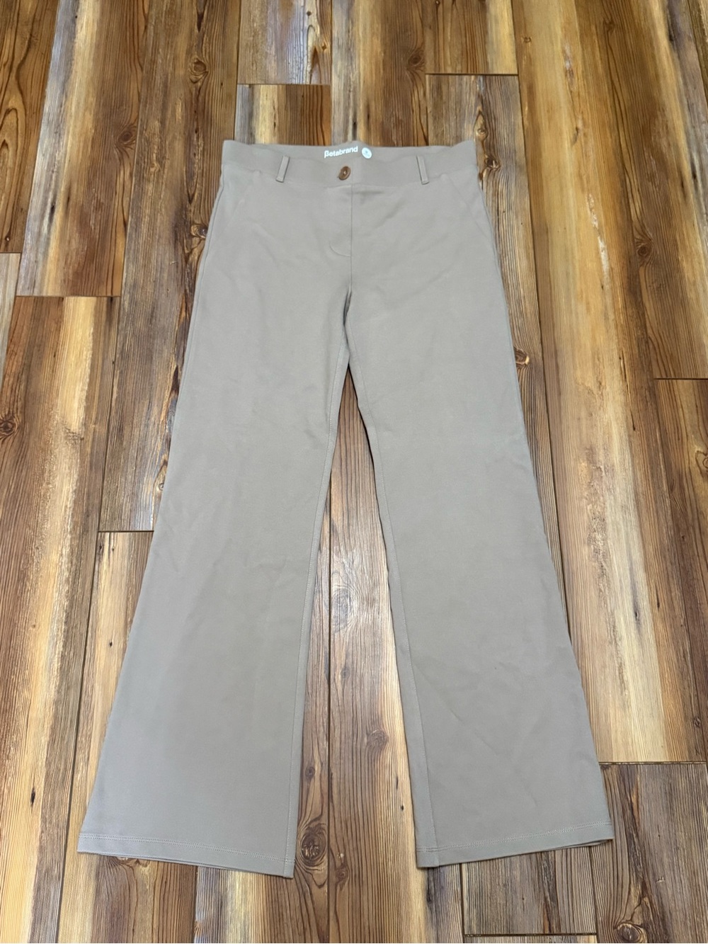 Betabrand Women's Khaki Wide-Leg Chinos - Beige